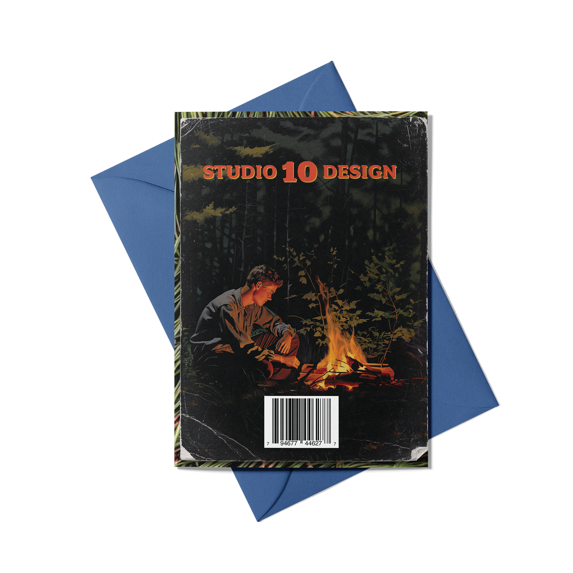 Campfire Confessions Greeting Card (Back) with Blue Envelope - Studio Ten Design