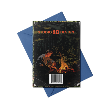 Campfire Confessions Greeting Card (Back) with Blue Envelope - Studio Ten Design