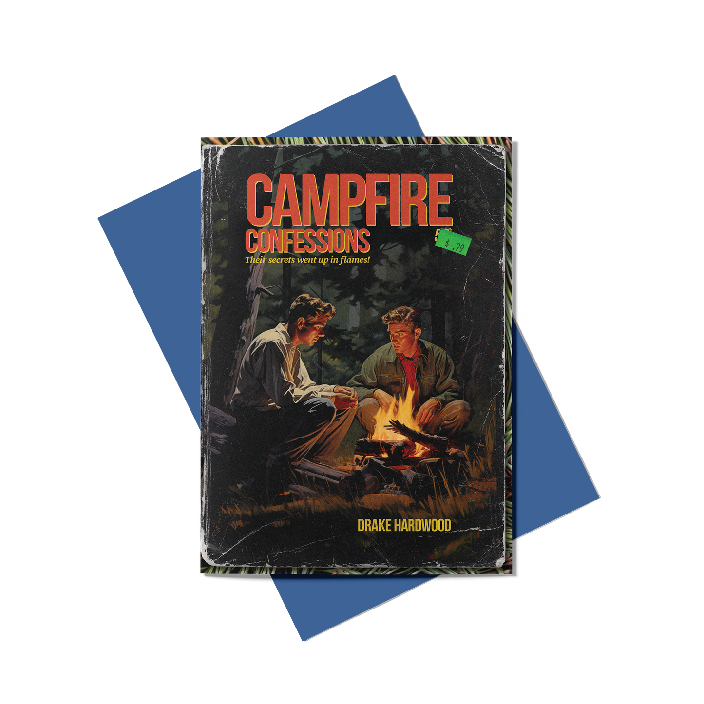 Campfire Confessions Greeting Card (Front) with Blue Envelope - Studio Ten Design