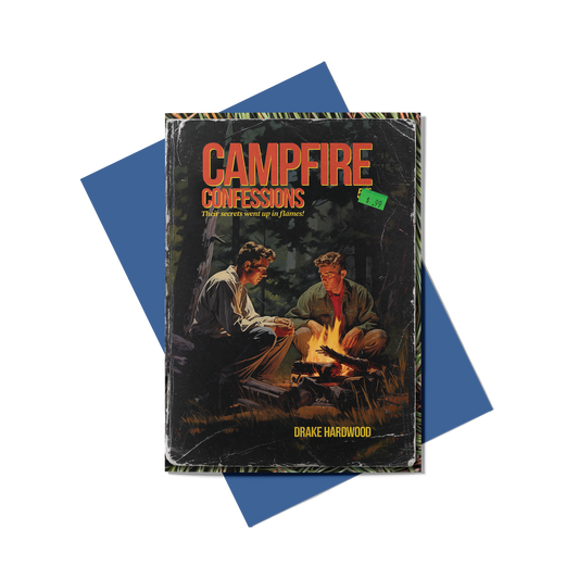 Campfire Confessions Greeting Card (Front) with Blue Envelope - Studio Ten Design