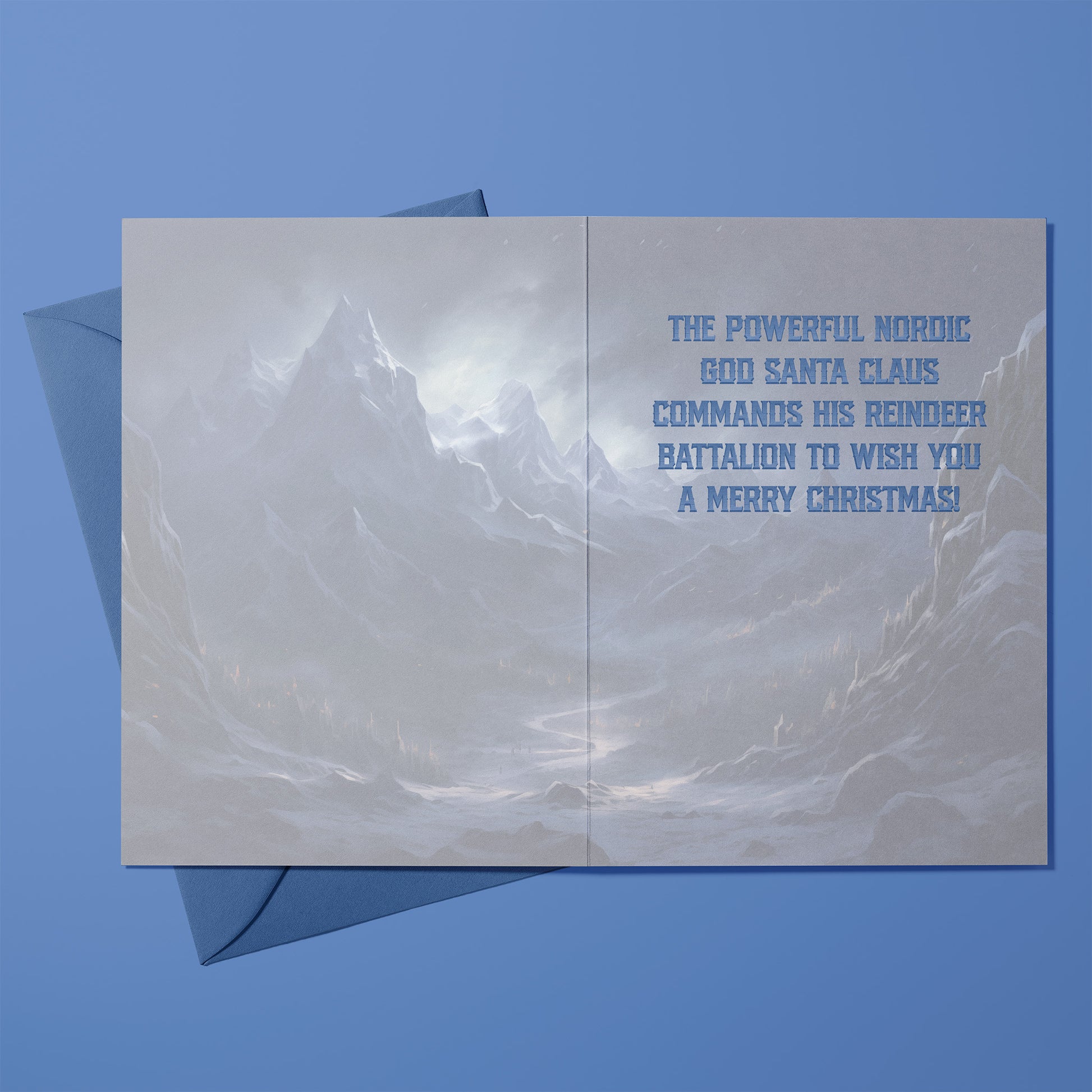 Fantasy Santa Old Nick Christmas Card (Inside; Christmas Greeting) with Blue Envelope - Studio Ten Design