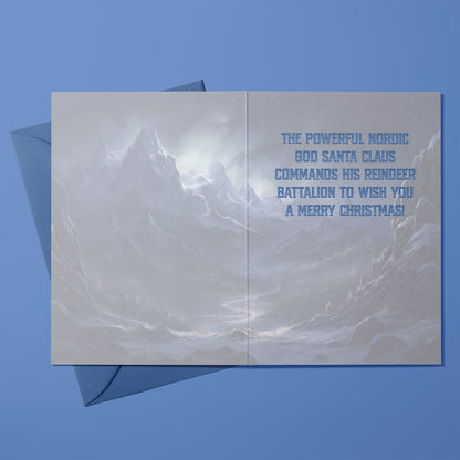 Fantasy Santa Old Nick Christmas Card (Inside; Christmas Greeting) with Blue Envelope - Studio Ten Design