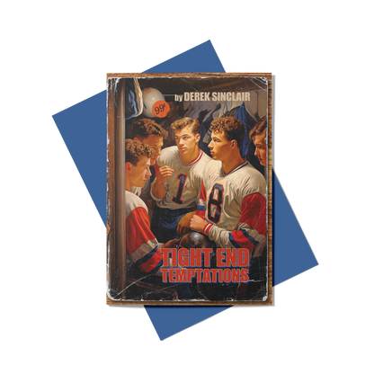 Tight End Temptations (Front) Greeting Card by Studio Ten Design, with Blue Envelope