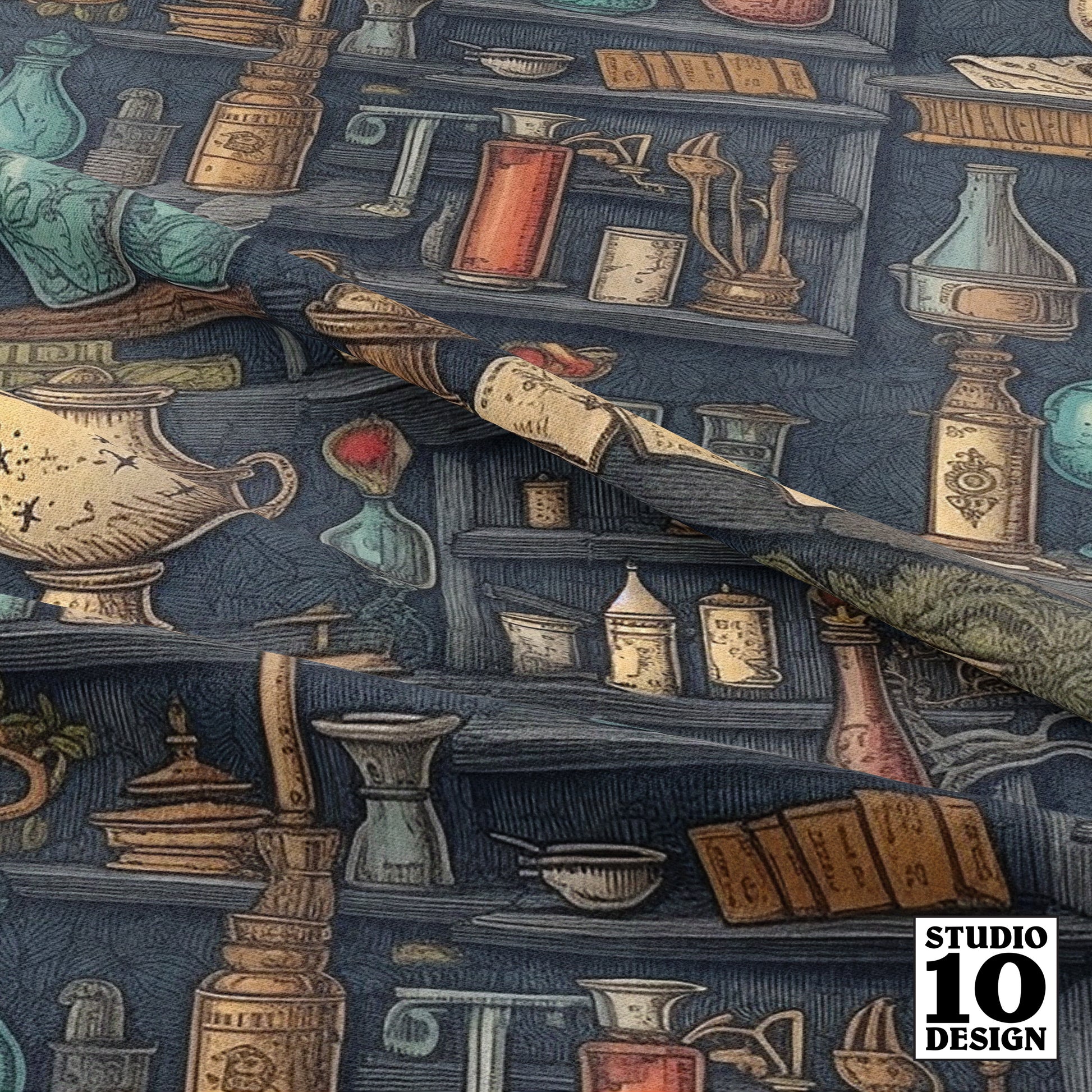 The Alchemist's Cabinet (Vivid) Printed Fabric by Studio Ten Design