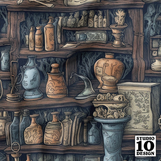 The Alchemist's Cabinet Printed Fabric by Studio Ten Design