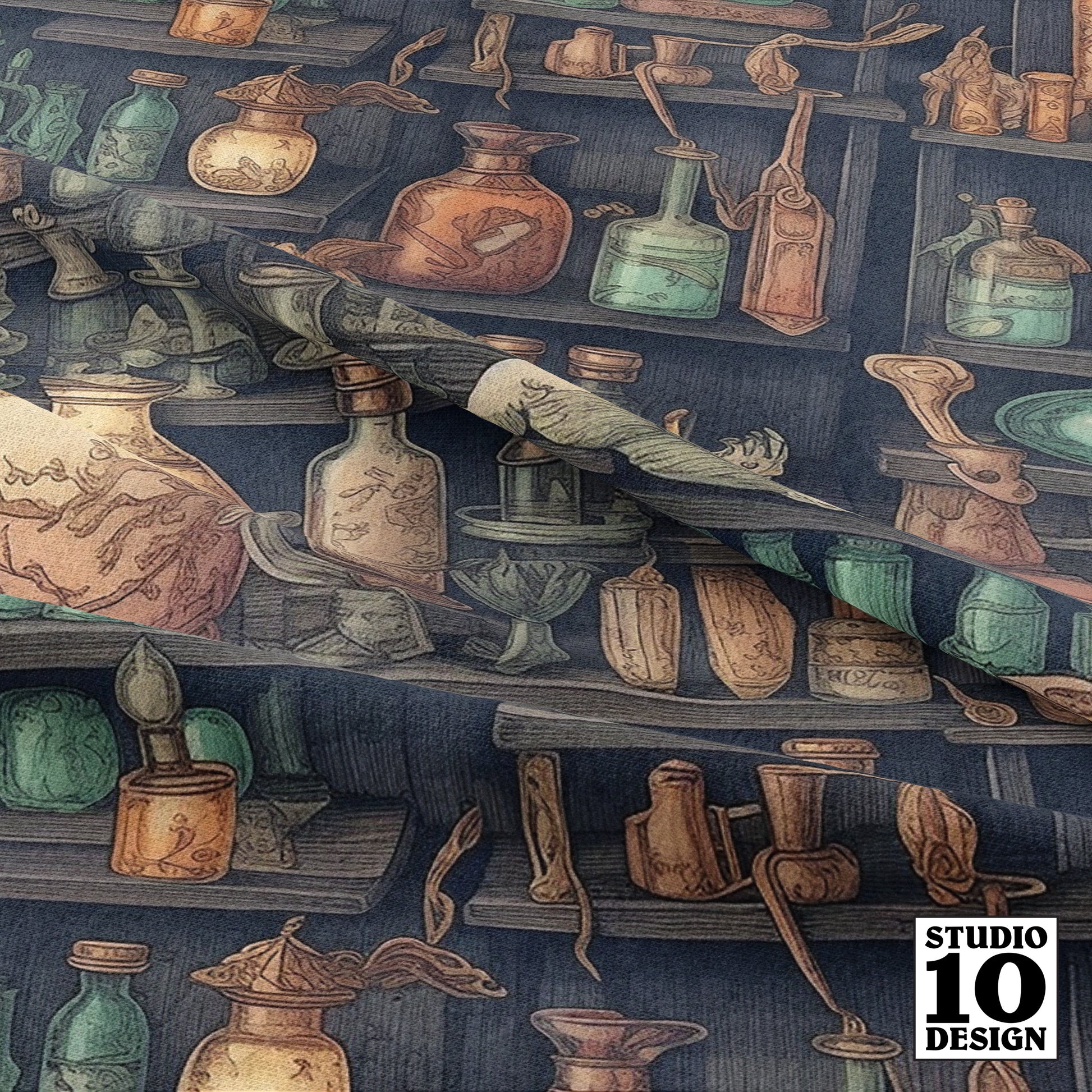 The Alchemist's Cabinet (3) Printed Fabric by Studio Ten Design