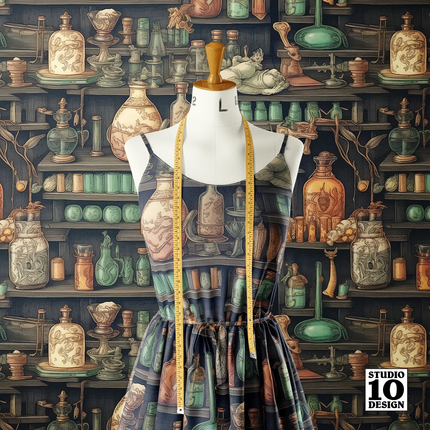 The Alchemist's Cabinet (3) Printed Fabric by Studio Ten Design