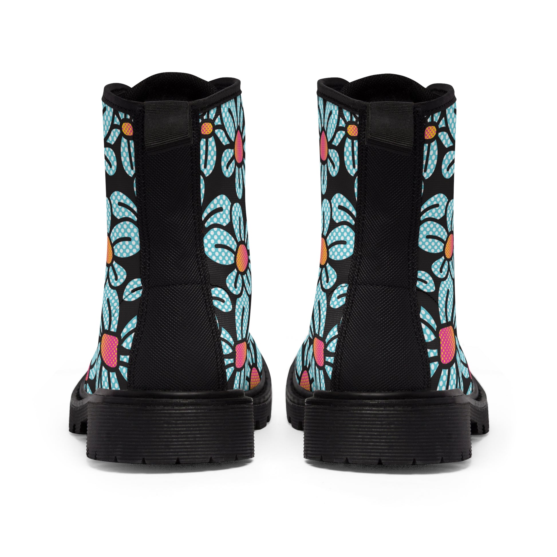 Flower Pop! Black Men's Canvas Boots by Studio Ten Design