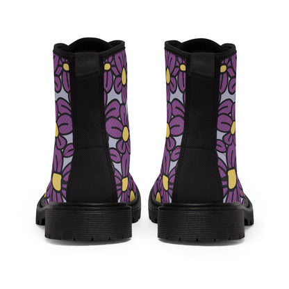 Flower Pop! Lavender Men's Canvas Boots (Black) by Studio Ten Design