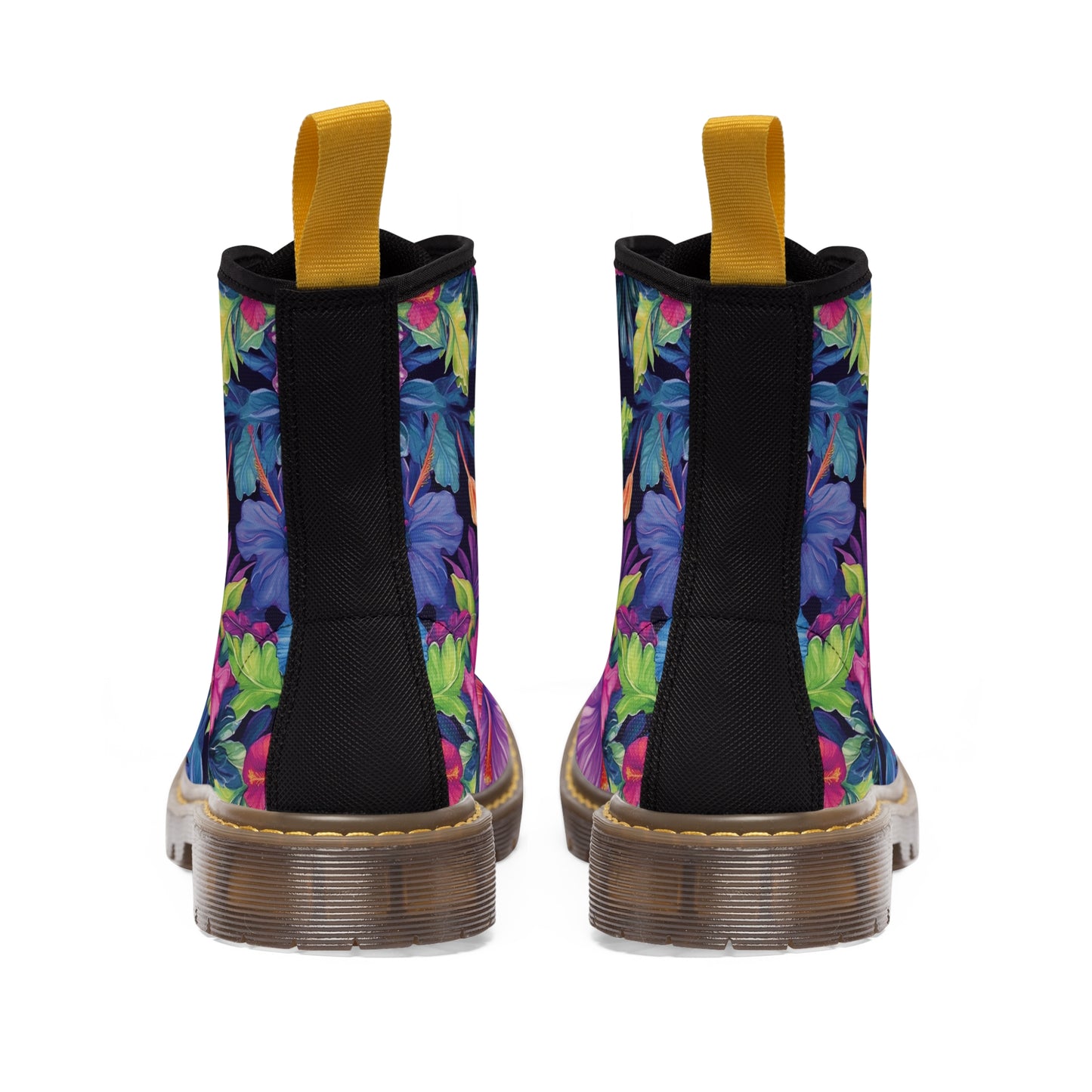 Watercolor Hibiscus (Dark #4) Men's Canvas Boots (Brown) by Studio Ten Design