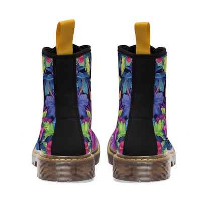 Watercolor Hibiscus (Dark #4) Men's Canvas Boots (Brown) by Studio Ten Design