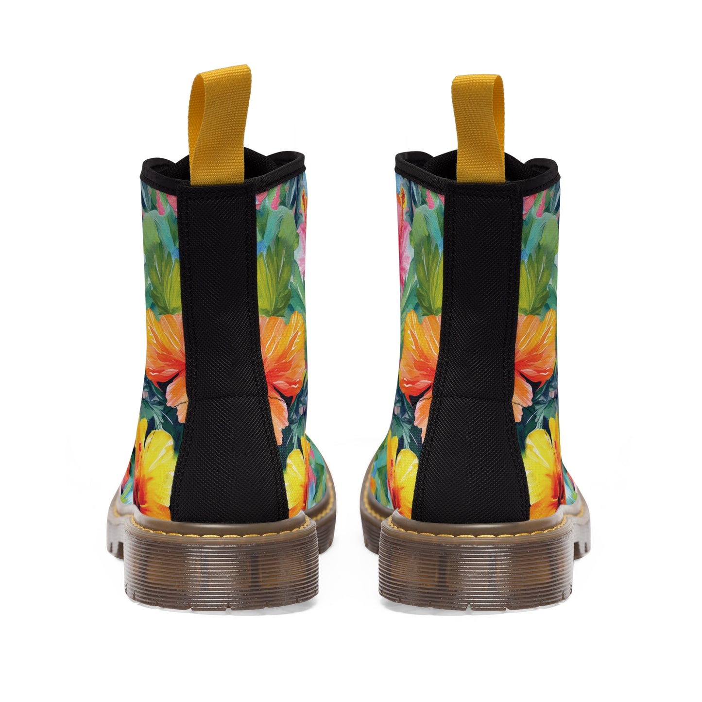 Watercolor Hibiscus (Light #3) Women's Canvas Boots