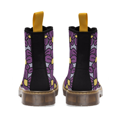 Flower Pop! Lavender Men's Canvas Boots (Brown) by Studio Ten Design