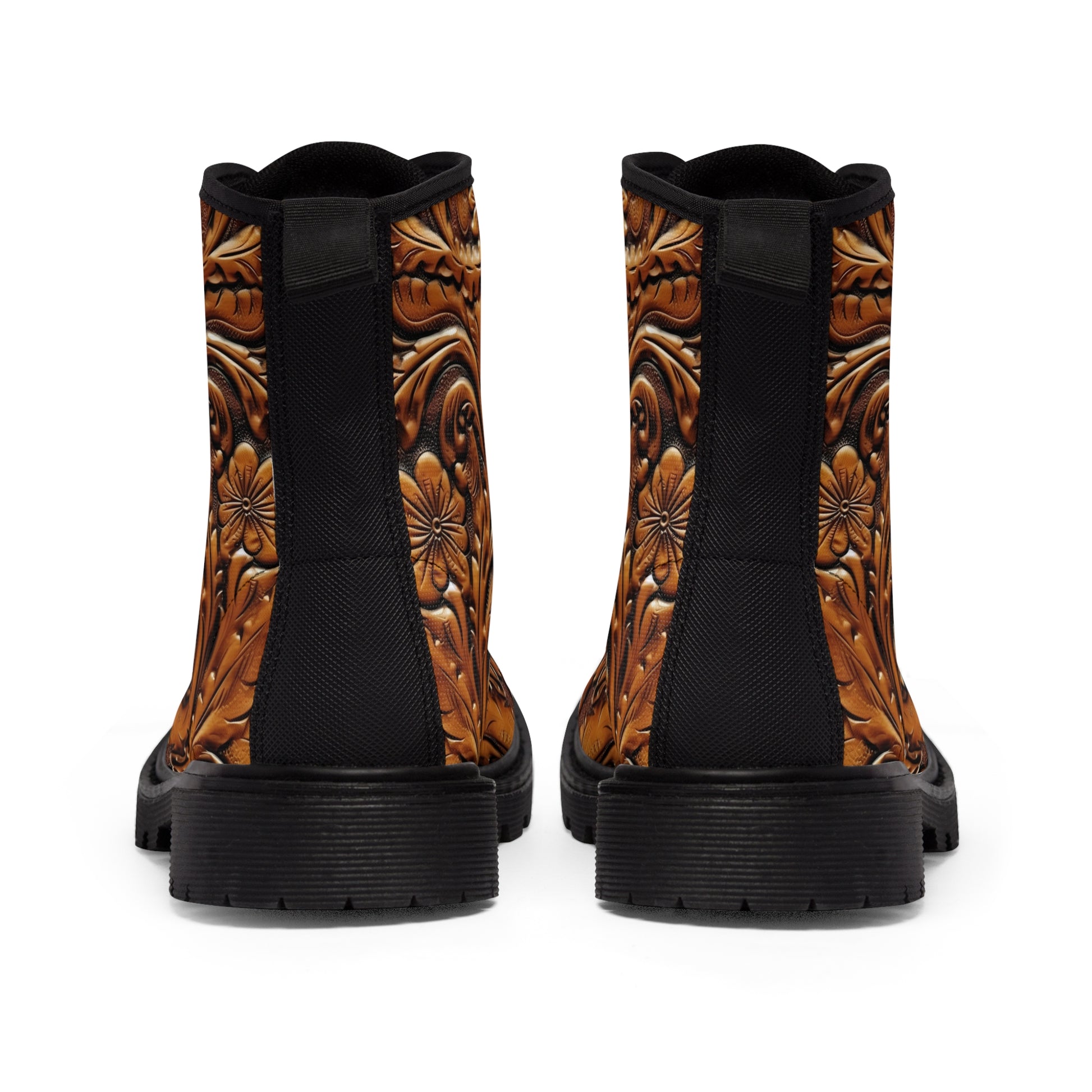 Tooled Leather Women's Canvas Boots (Black) by Studio Ten Design
