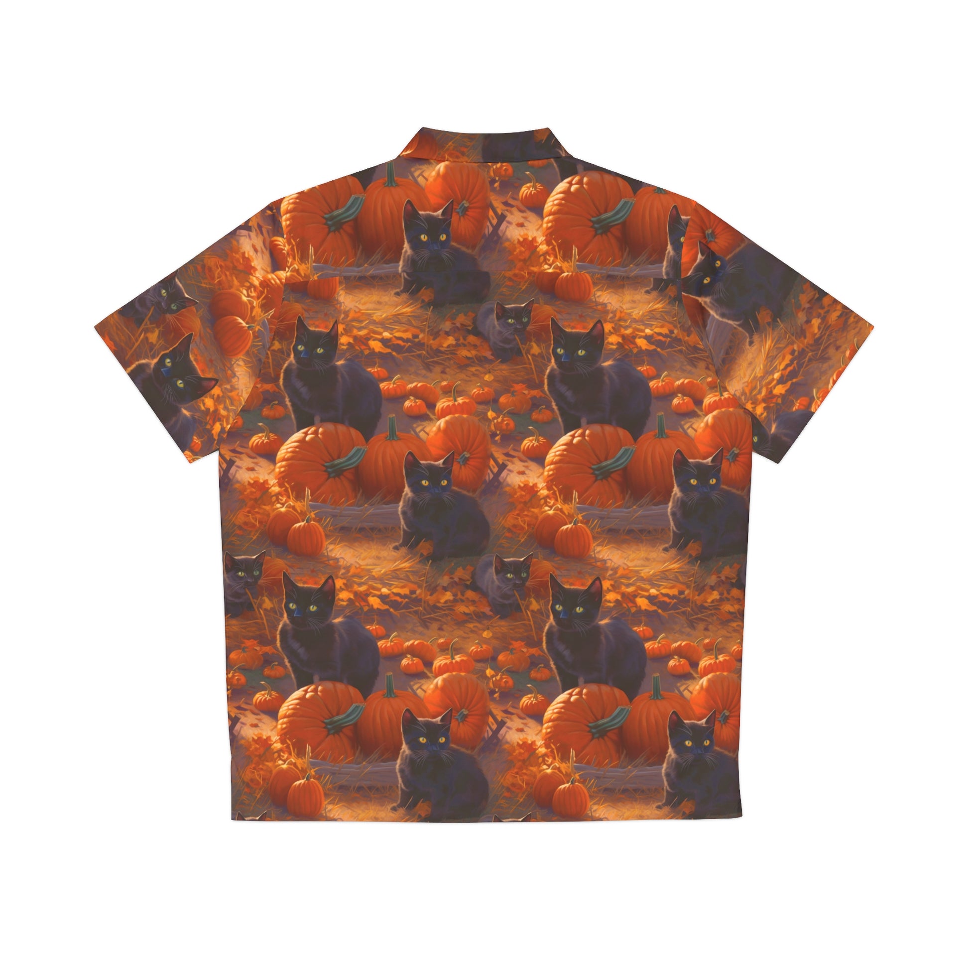 Black Cats in the Pumpkin Patch Aloha Shirt by Studio Ten Design