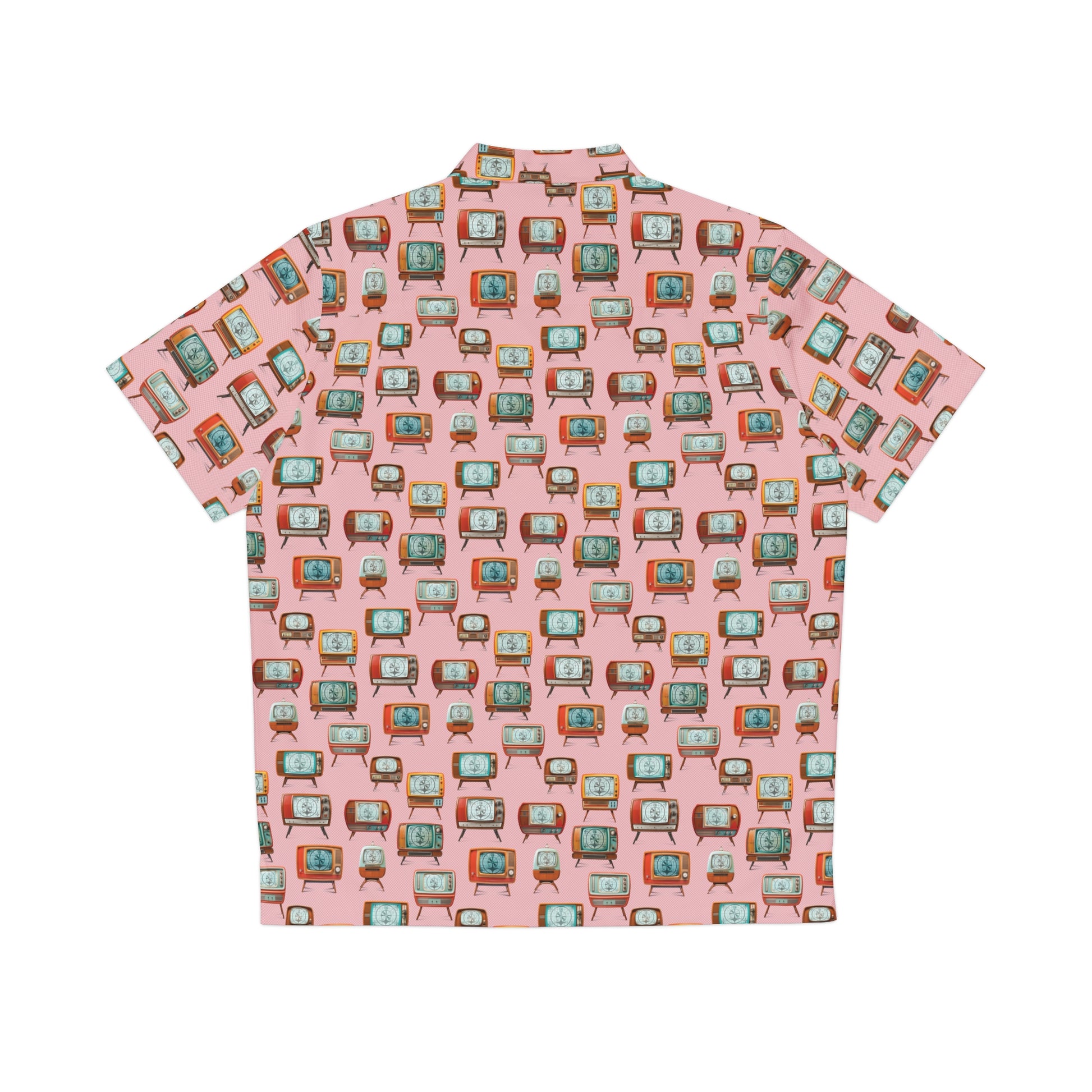 Retro TVs Pink Aloha Shirt by Studio Ten Design