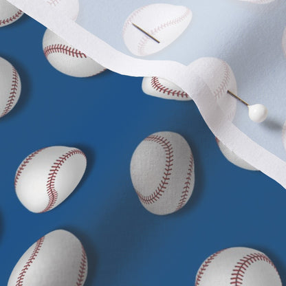 Baseballs on Blue Sport Woven Stretch Printed Fabric by Studio Ten Design