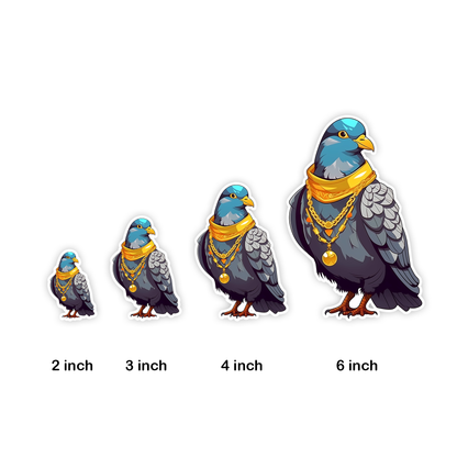 Birdie Smalls Pigeon Rapper Sticker Sizes by Studio Ten Design