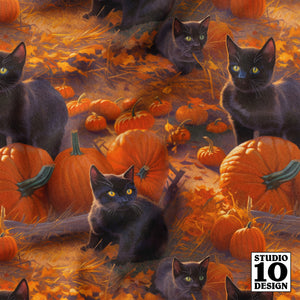 Black Cats in the Pumpkin Patch Fabric
