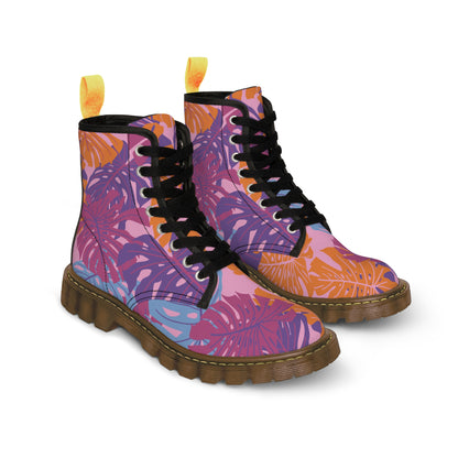 Monstera Madness Very Berry Men's Canvas Boots
