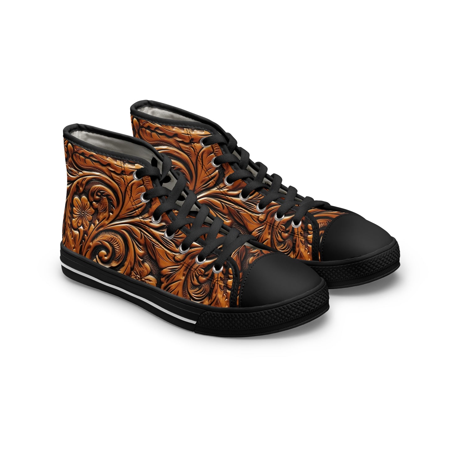 Tooled Leather Women's High-Top Sneakers (Black) by Studio Ten Design