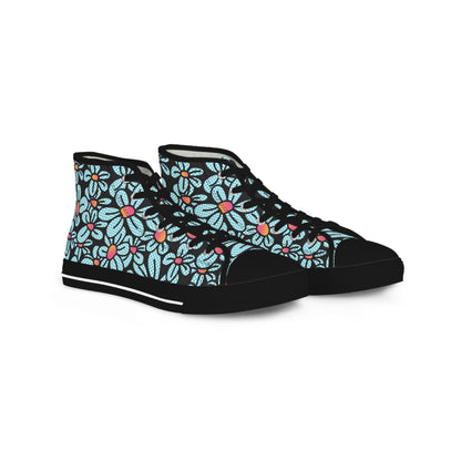 Flower Pop! Black Men's High-Top Sneakers by Studio Ten Design