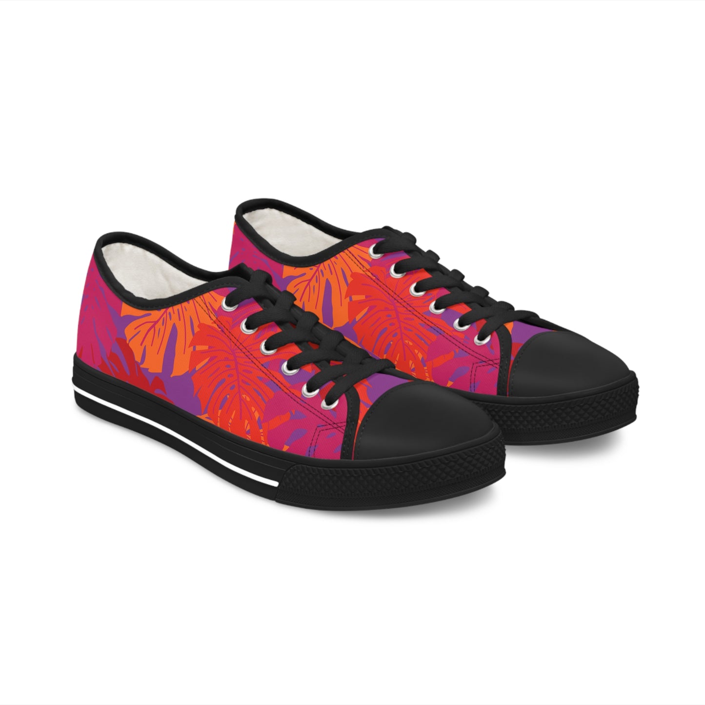 Monstera Madness Jungle Fire Women's Low-Top Sneakers