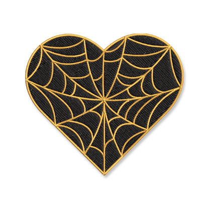 Cobweb Heart Embroidered Iron-On Patch - Studio Ten Design