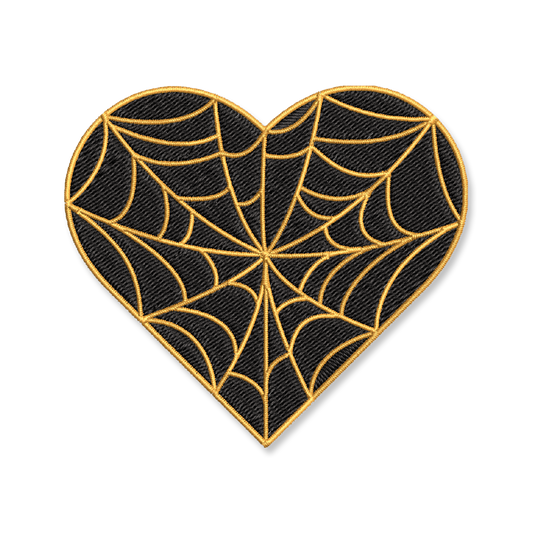 Cobweb Heart Embroidered Iron-On Patch - Studio Ten Design