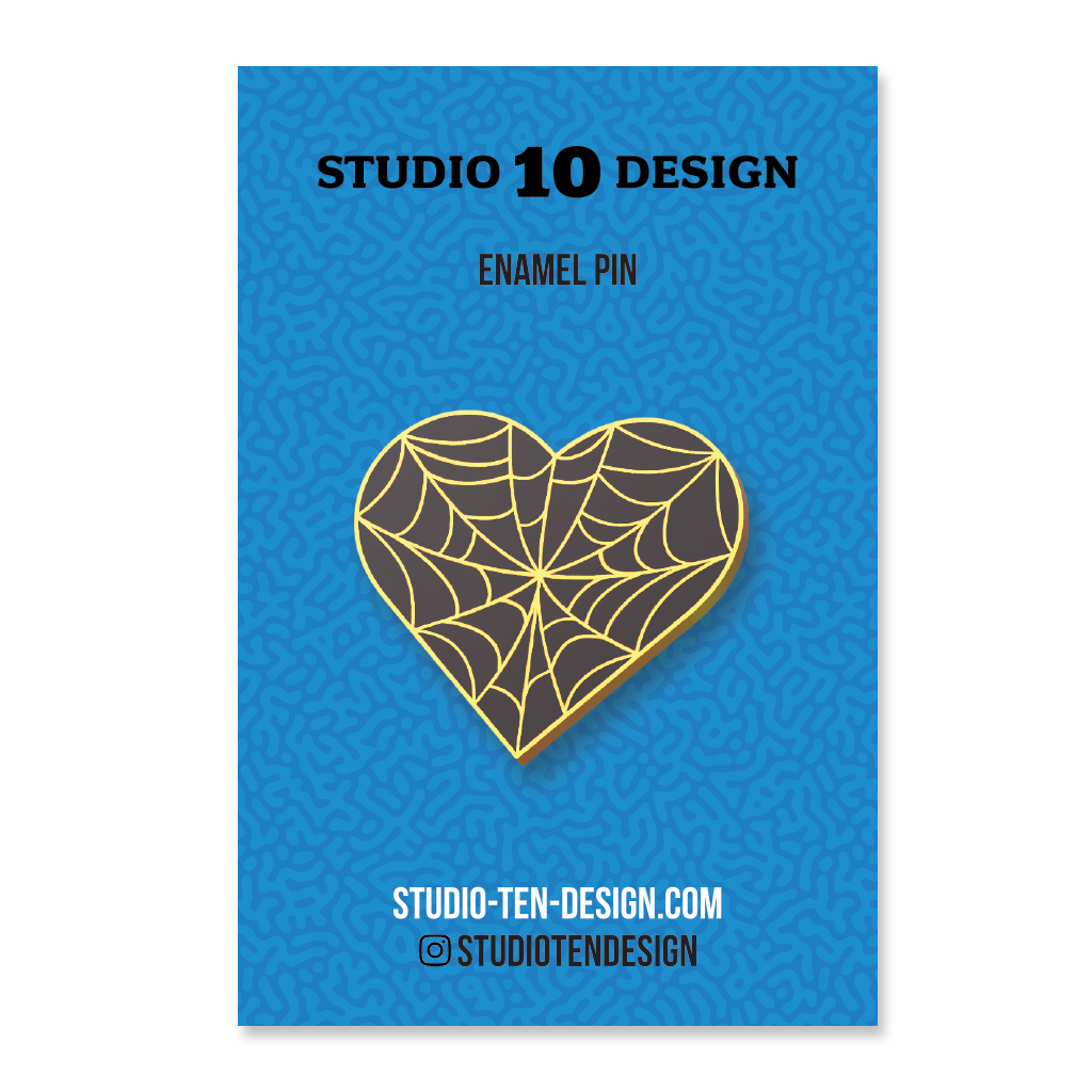 Black Cobweb Heart Hard Enamel Pin (PRE-ORDER)