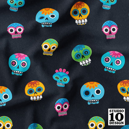 Dia de los Muertos (Graphite) Printed Fabric by Studio Ten Design
