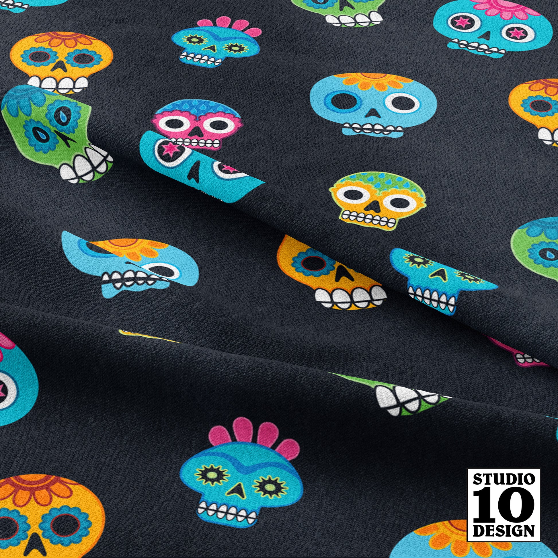 Dia de los Muertos (Graphite) Printed Fabric by Studio Ten Design