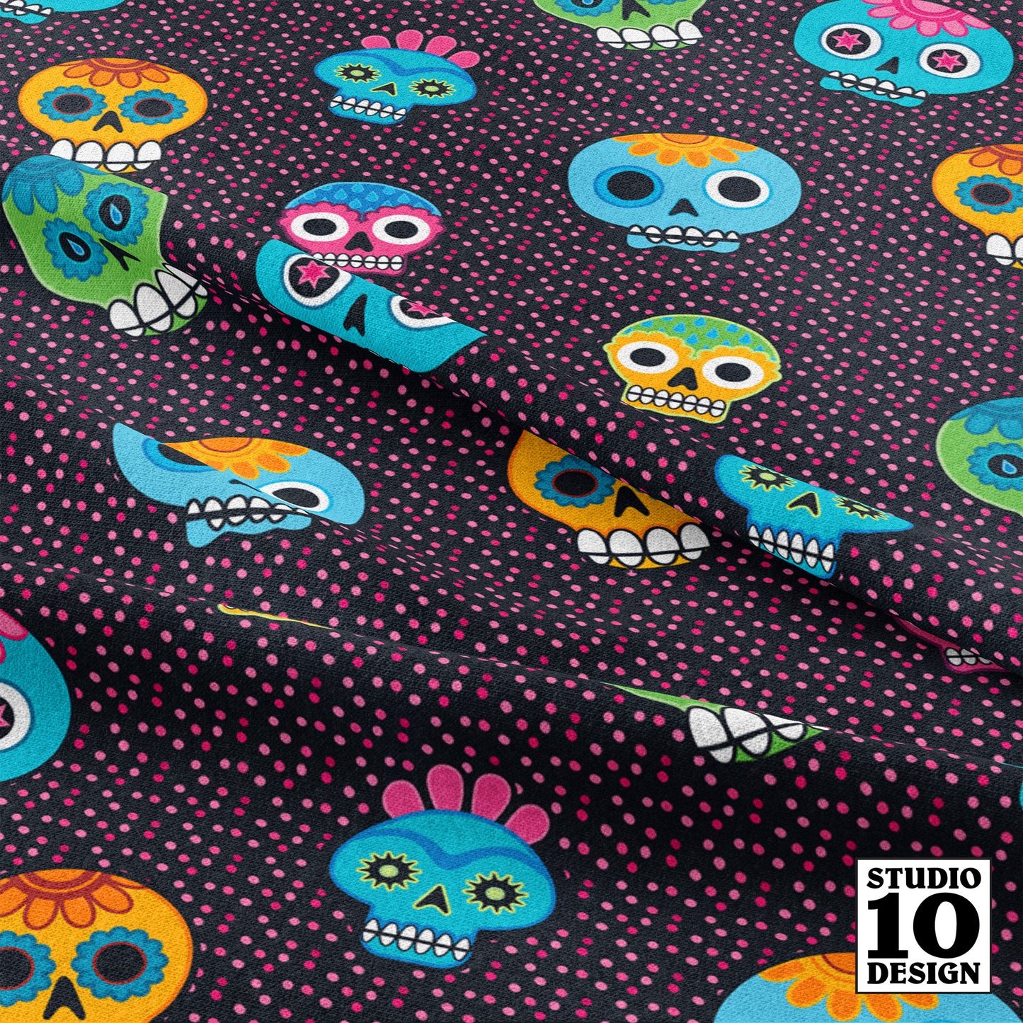 Dia de los Muertos (Pink) Printed Fabric by Studio Ten Design