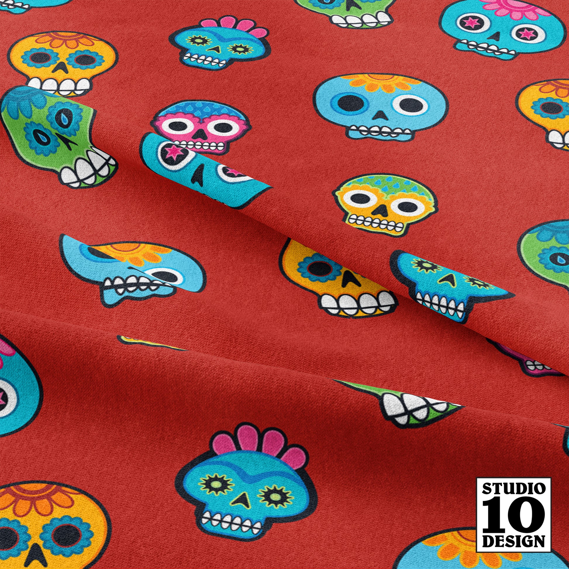 Dia de los Muertos (Poppy Red) Printed Fabric by Studio Ten Design