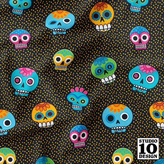Dia de los Muertos (Yellow) Printed Fabric by Studio Ten Design