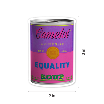 Camelot™ brand Condensed Equality Soup - 2 x 3 inch vinyl sticker by Studio Ten Design