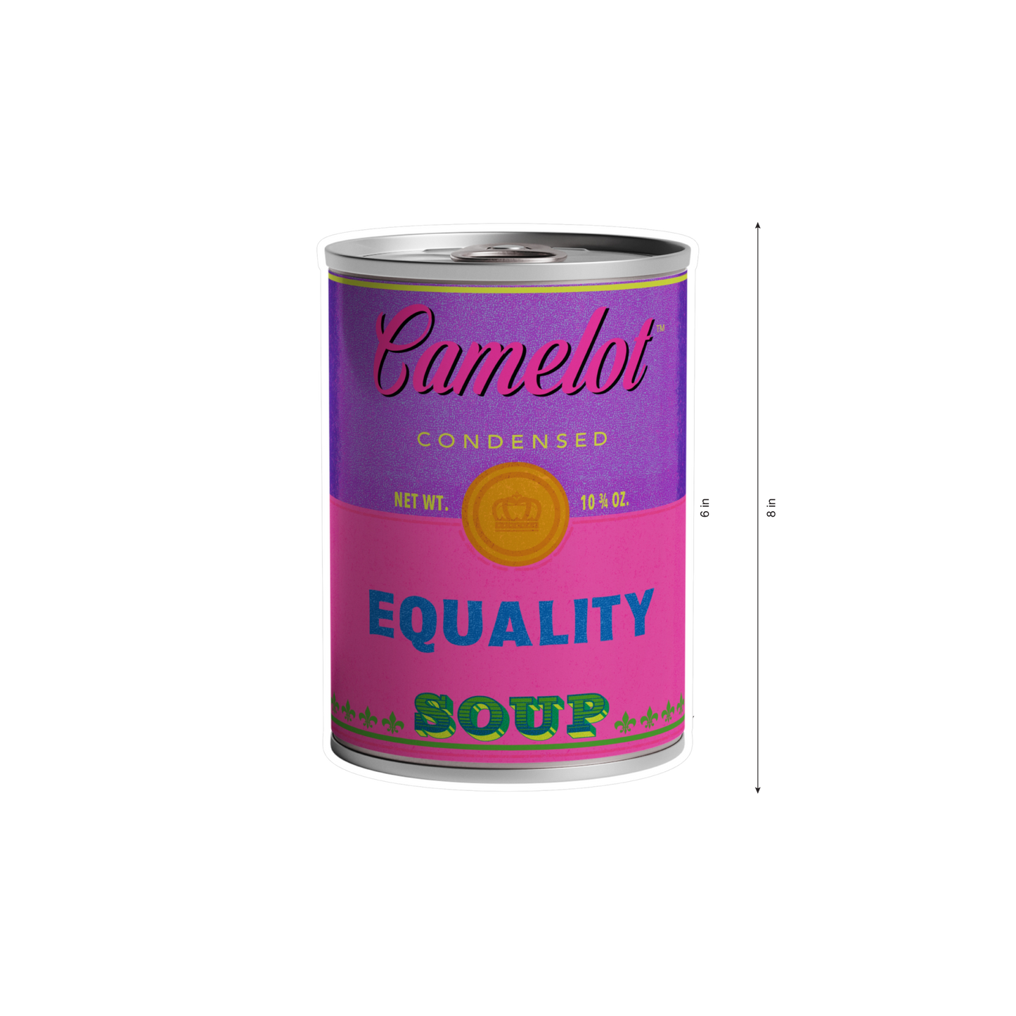 Camelot Brand Equality Soup 6 x 8 inch Kiss-Cut Vinyl Decal by Studio Ten Design