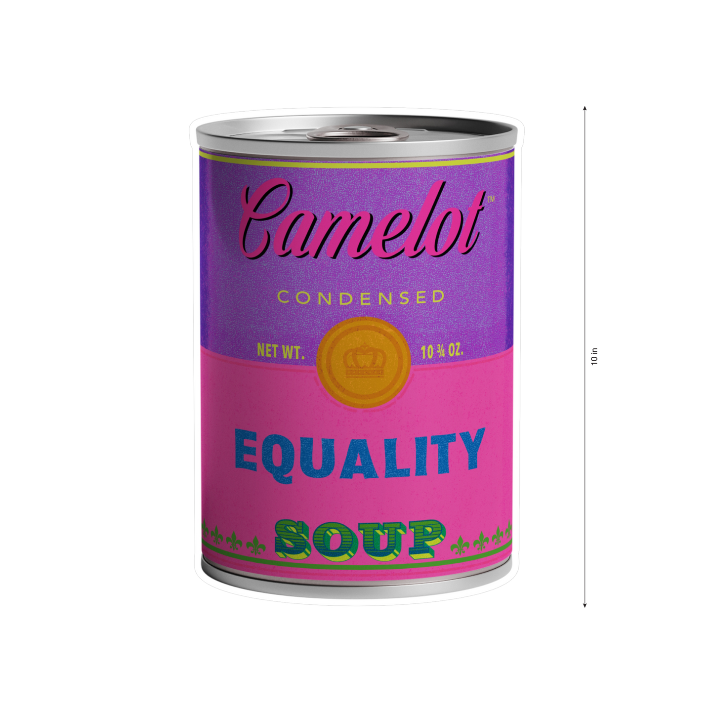 Camelot Brand Equality Soup 8 x 10 inch Kiss-Cut Vinyl Decal by Studio Ten Design