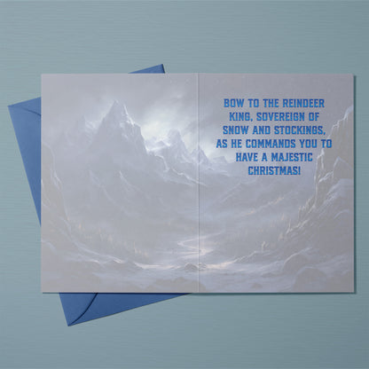 Fantasy Santa: Reindeer King Greeting Card (Inside; Christmas Greeting) with Blue Envelope - Studio Ten Design