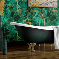 Faux Malachite & Gold Wallpaper