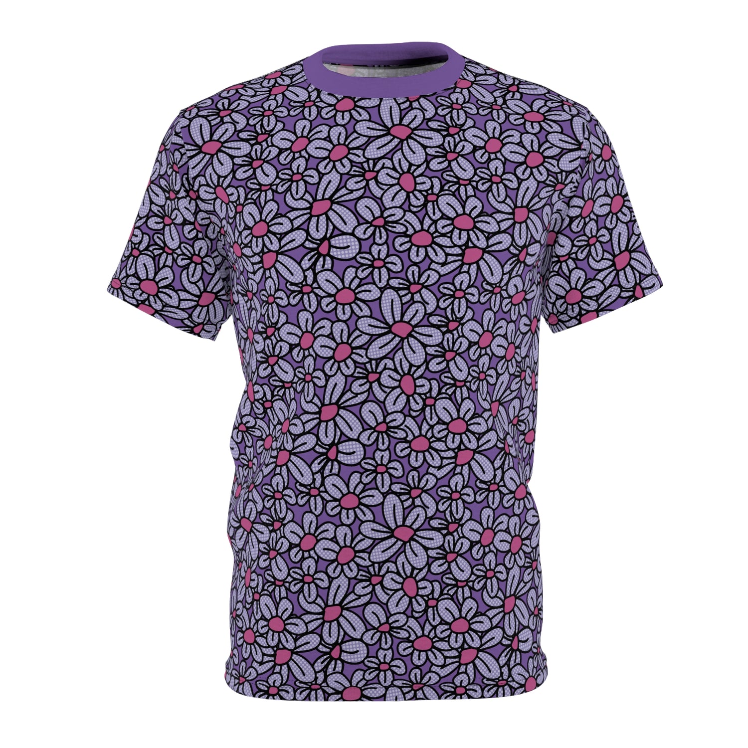 Flower Pop! Lavender & Fuchsia T-Shirt - Front - Studio Ten Design