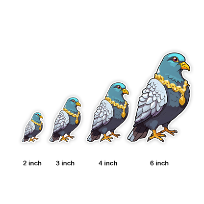 Flocka Flame Pigeon Rapper Sticker Sizes by Studio Ten Design