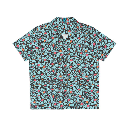 Flower Pop! Black Aloha Shirt by Studio Ten Design
