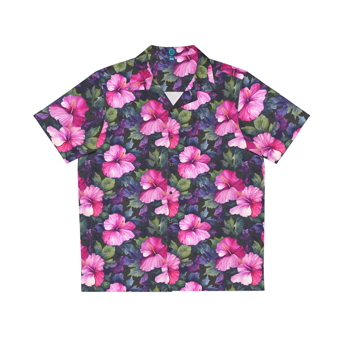 Watercolor Hibiscus (Dark III) Aloha Shirt by Studio Ten Design