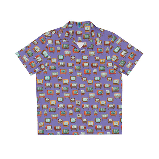 Retro TVs Lilac Aloha Shirt by Studio Ten Design