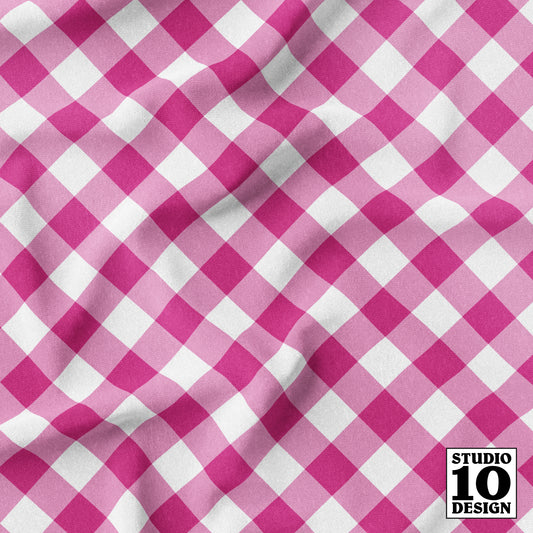 Gingham Style Barbiecore Large Bias Printed Fabric
