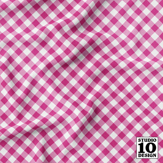 Gingham Style Barbiecore Small Bias Printed Fabric