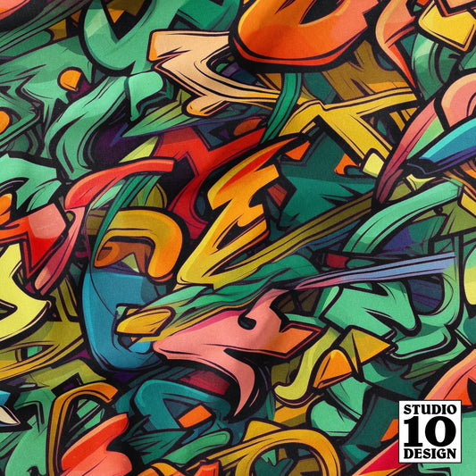 Graffiti Wildstyle (Vivid) Printed Fabric by Studio Ten Design