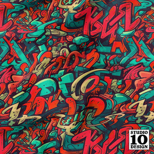 Graffiti Wildstyle (Red & Cyan) Printed Fabric