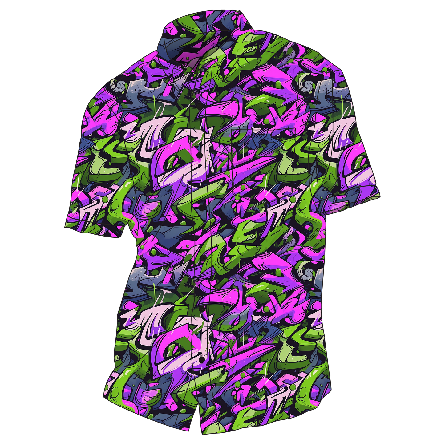 Graffiti Wildstyle (Green, Pink & Purple) Printed Fabric by Studio Ten Design